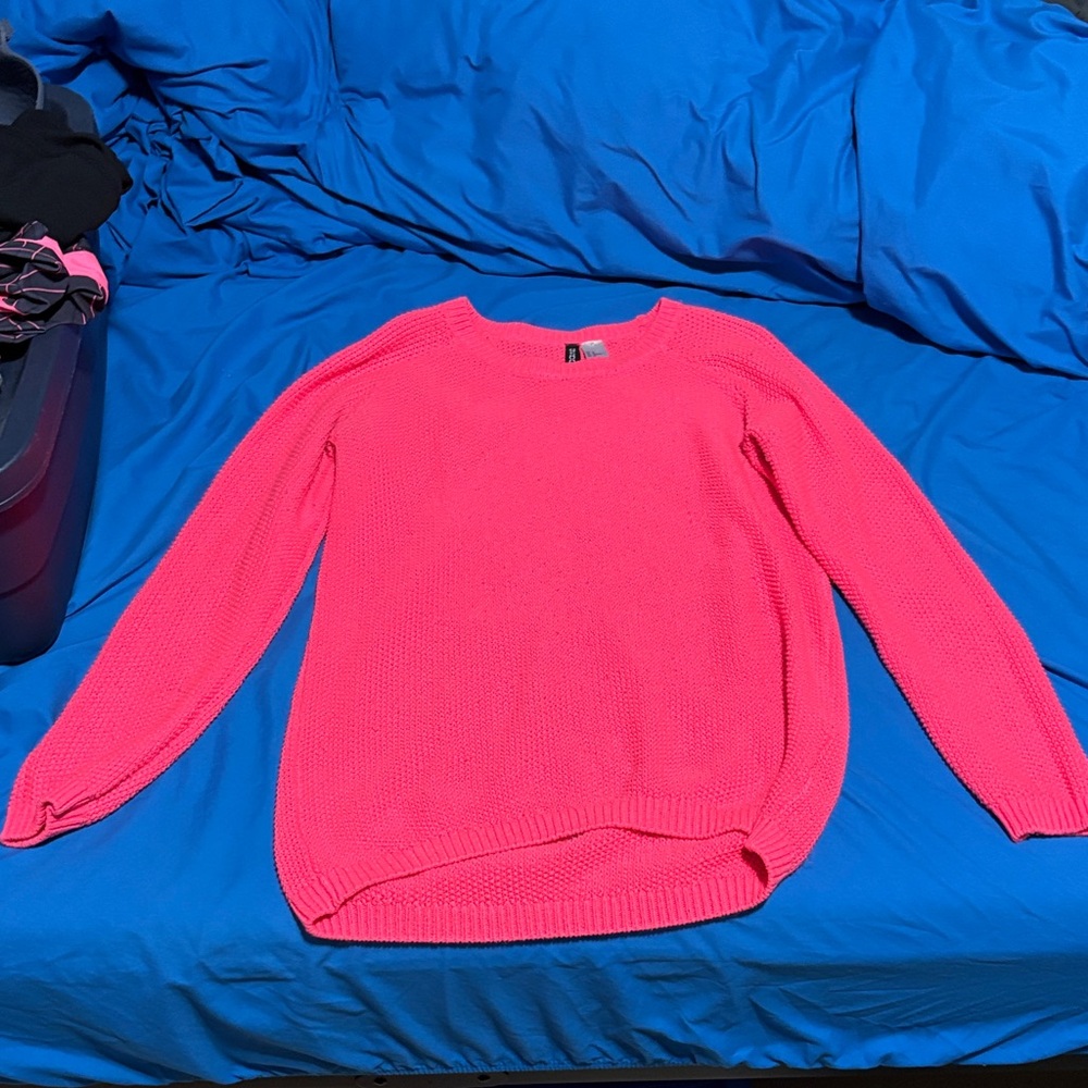 H&M Vibrant Pink Crew Neck Sweater